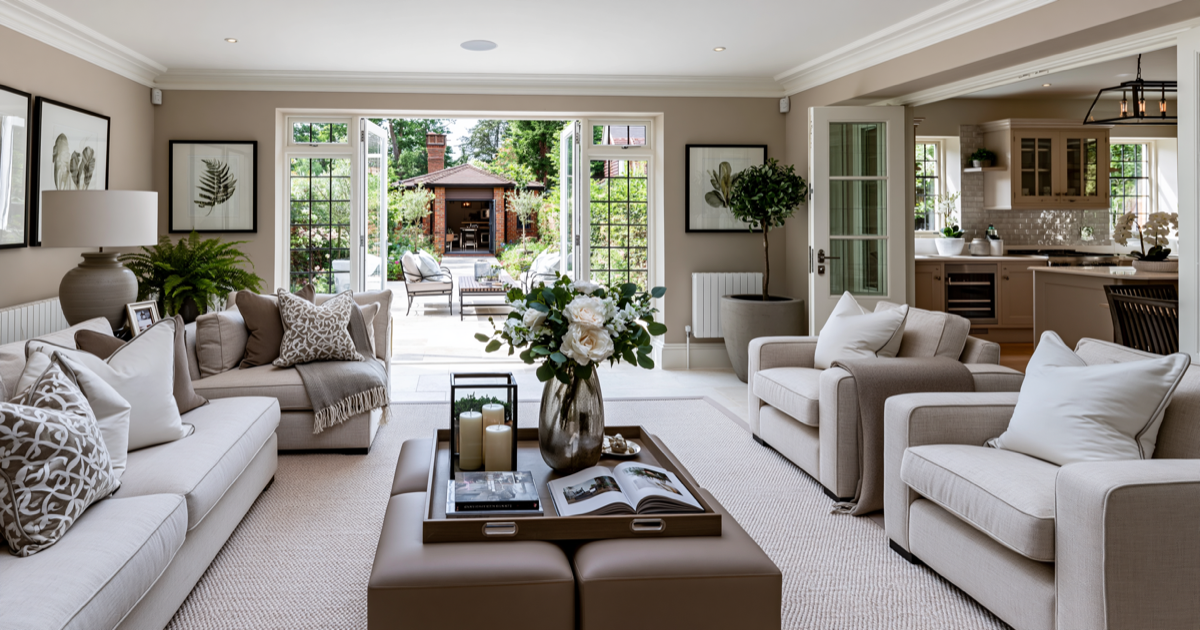 Beautiful professionally painted living room with crisp edges and even coverage in a Surrey home