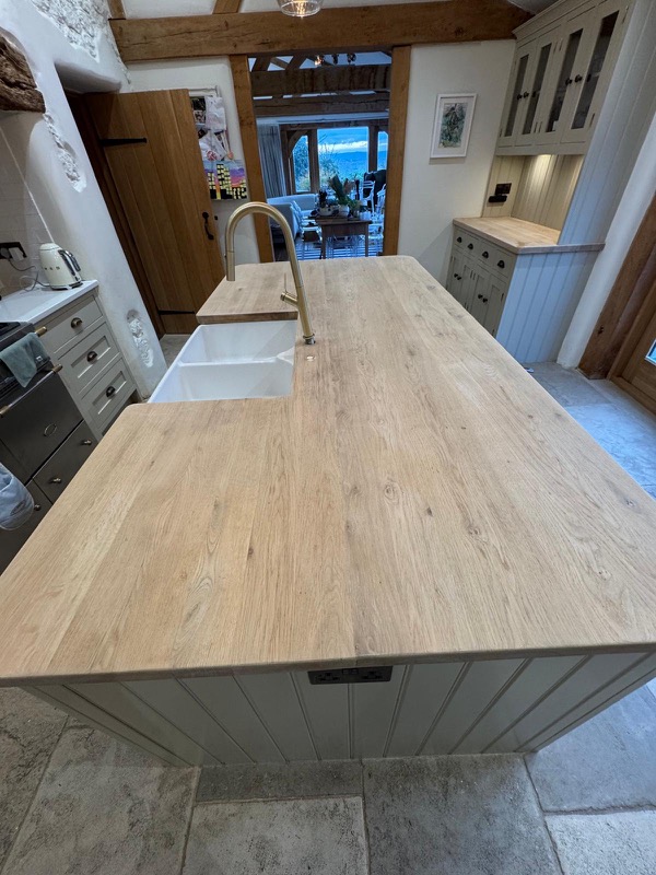Kitchen island restoration with professional oil finish